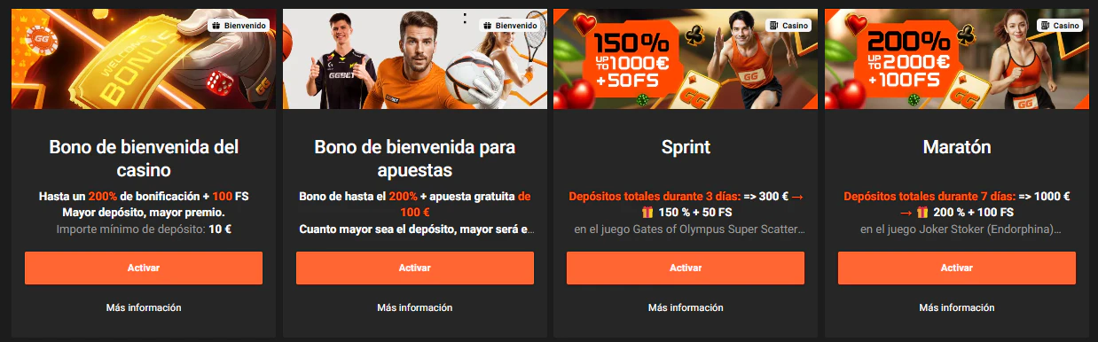 Promociones de bienvenida de GGBET para casino y apuestas deportivas